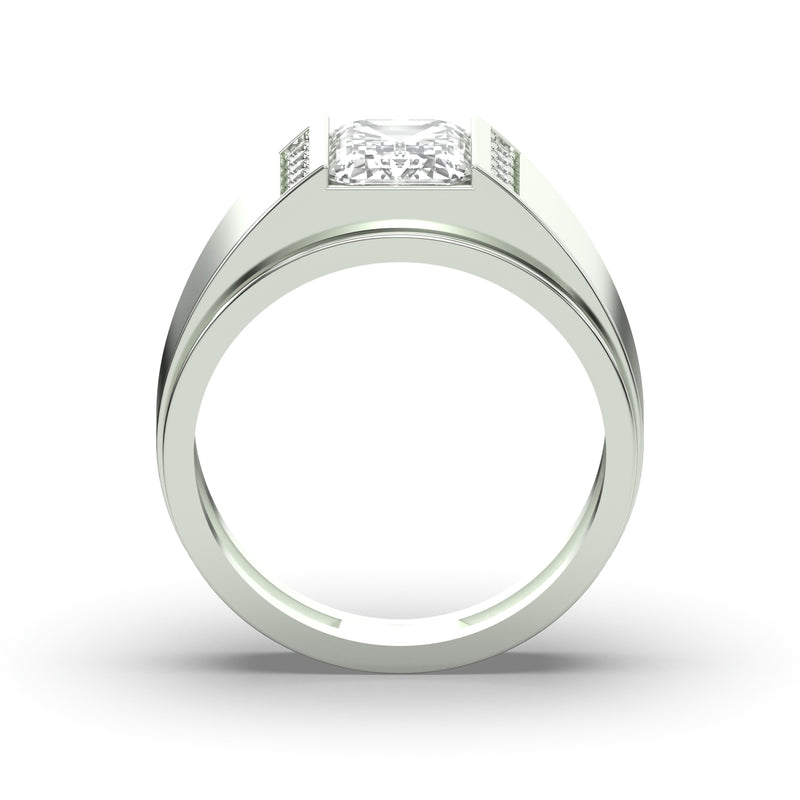 Men's Jewelry - Men's VVS Lab Diamond Emerald Cut Engagement Ring | White Gold