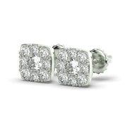 Men's Jewelry - VVS Lab Diamond Cluster Stud Earrings For Men | 14K White Gold