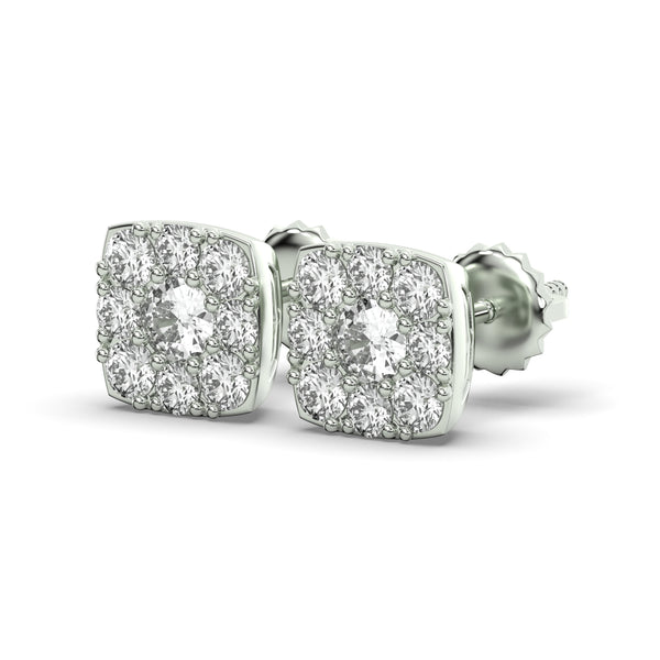 Men's Jewelry - VVS Lab Diamond Cluster Stud Earrings For Men | 14K White Gold