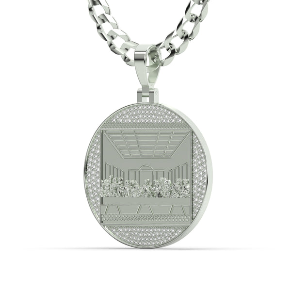 Men's VVS Lab Diamond Customizable White Gold Last Supper Necklace Pendant