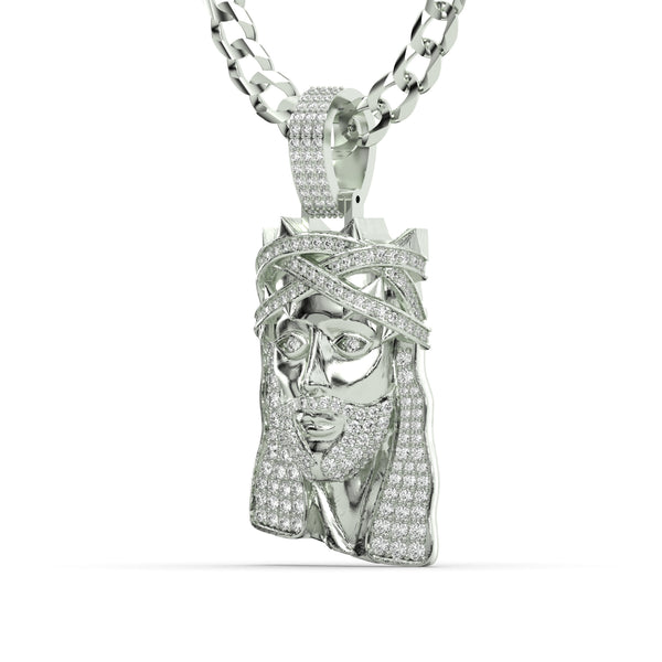 Men's White Gold VVS Lab Grown Diamond Customizable Jesus Necklace Pendant