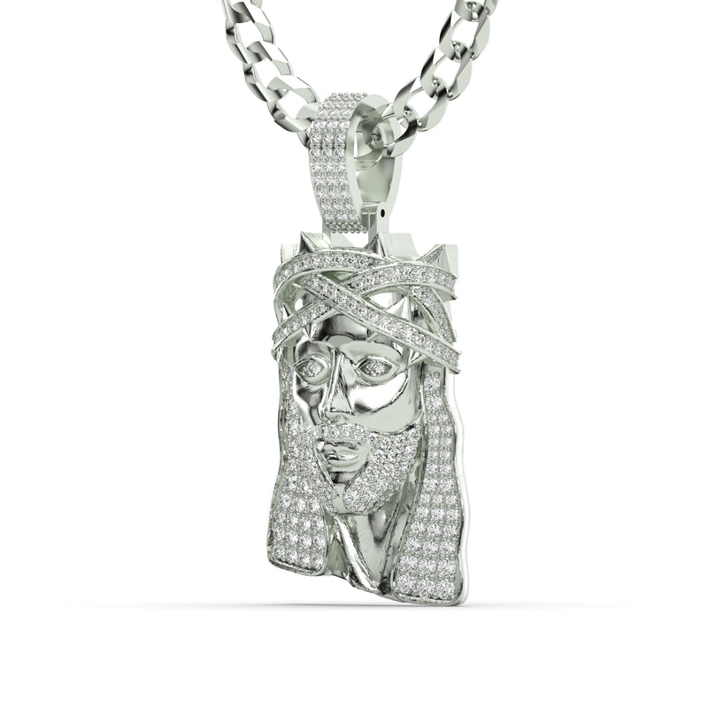 Men's White Gold VVS Lab Grown Diamond Customizable Jesus Necklace Pendant