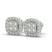 Men's Jewelry - VVS Lab Diamond Cluster Stud Earrings For Men | 14K White Gold