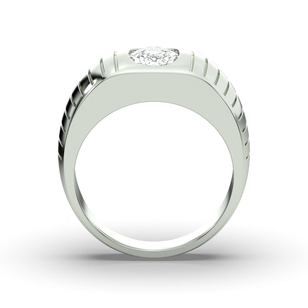 Men's Jewelry - Men's VVS Lab Diamond Oval Solitaire Engagement Ring |  White Gold