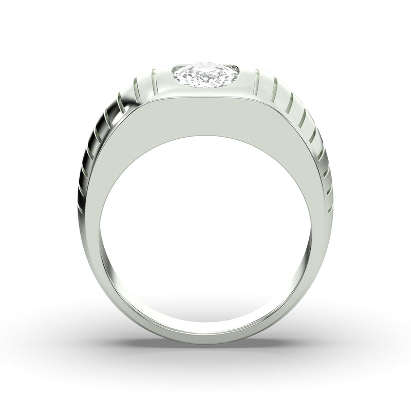 Men's Jewelry - Men's VVS Lab Diamond Oval Solitaire Engagement Ring |  White Gold