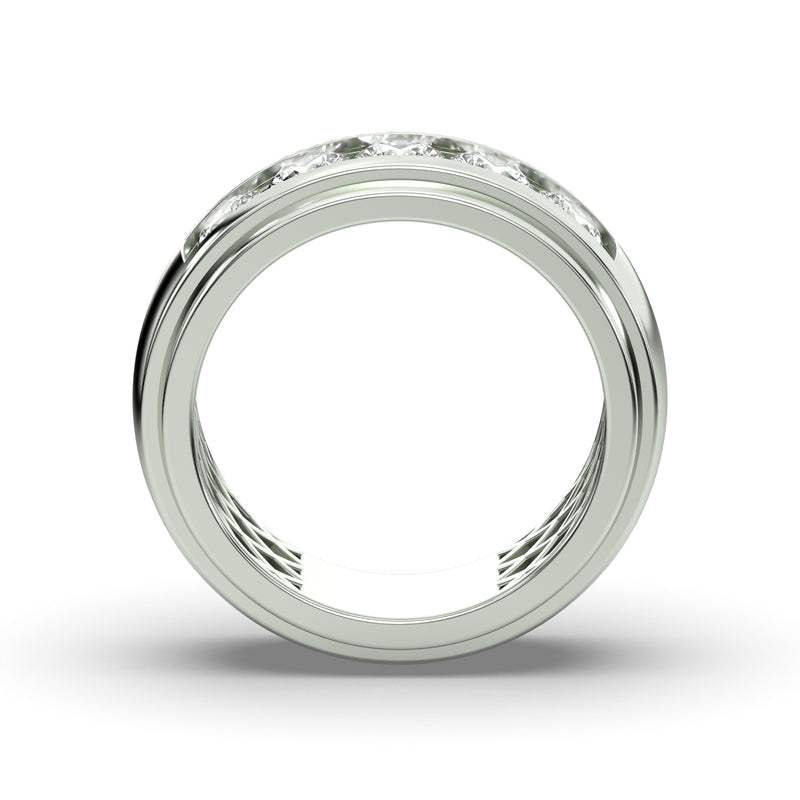 Men's Jewelry - Men's VVS Lab Diamond 5 Stone Wedding Band |  White Gold