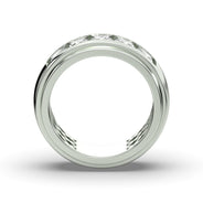 Men's Jewelry - Men's VVS Lab Diamond 5 Stone Wedding Band |  White Gold