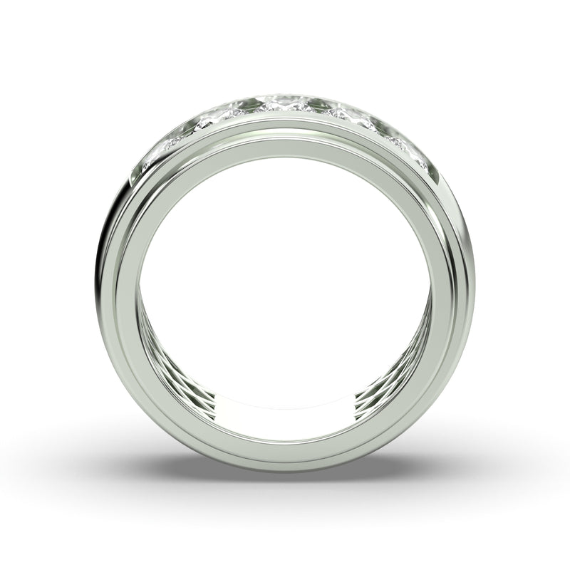 Men's Jewelry - Men's VVS Lab Diamond 5 Stone Wedding Band |  White Gold