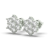 Men's Jewelry - VVS Lab Diamond Cluster Stud Earrings For Men | 14K White Gold
