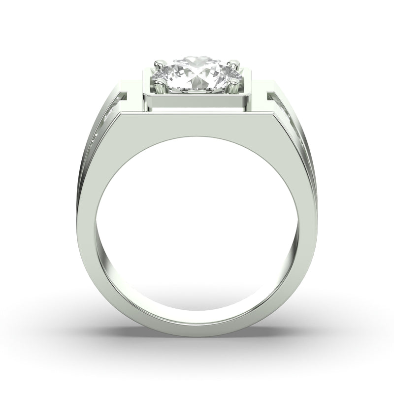 Men's Jewelry - Men's VVS Lab Diamond Round Engagement Ring | White Gold