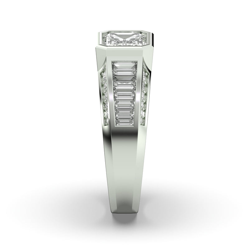 Men's Jewelry - Men's VVS Lab Diamond Emerald Cut Engagement Ring | White Gold