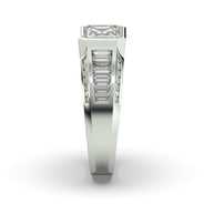 Men's Jewelry - Men's VVS Lab Diamond Emerald Cut Engagement Ring | White Gold