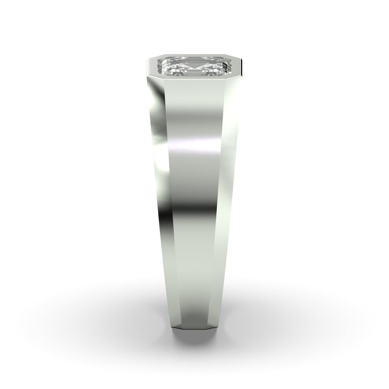 Men's Jewelry - Men's VVS Lab Diamond Asher Cut Solitaire Engagement Ring | White Gold
