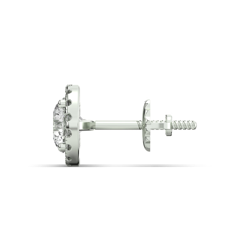 Men's Jewelry - VVS Lab Diamond Halo Stud Earrings For Men | 14K White Gold