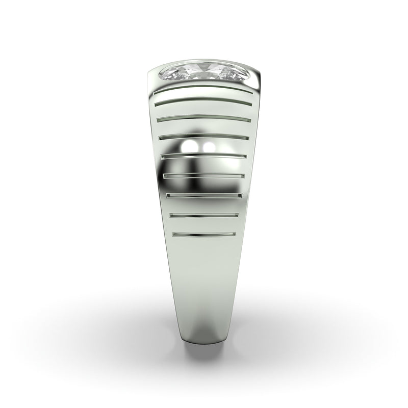 Men's Jewelry - Men's VVS Lab Diamond Oval Solitaire Engagement Ring |  White Gold