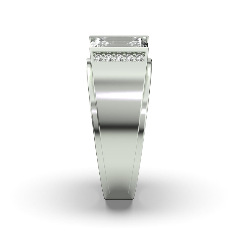 Men's Jewelry - Men's VVS Lab Diamond Emerald Cut Engagement Ring | White Gold