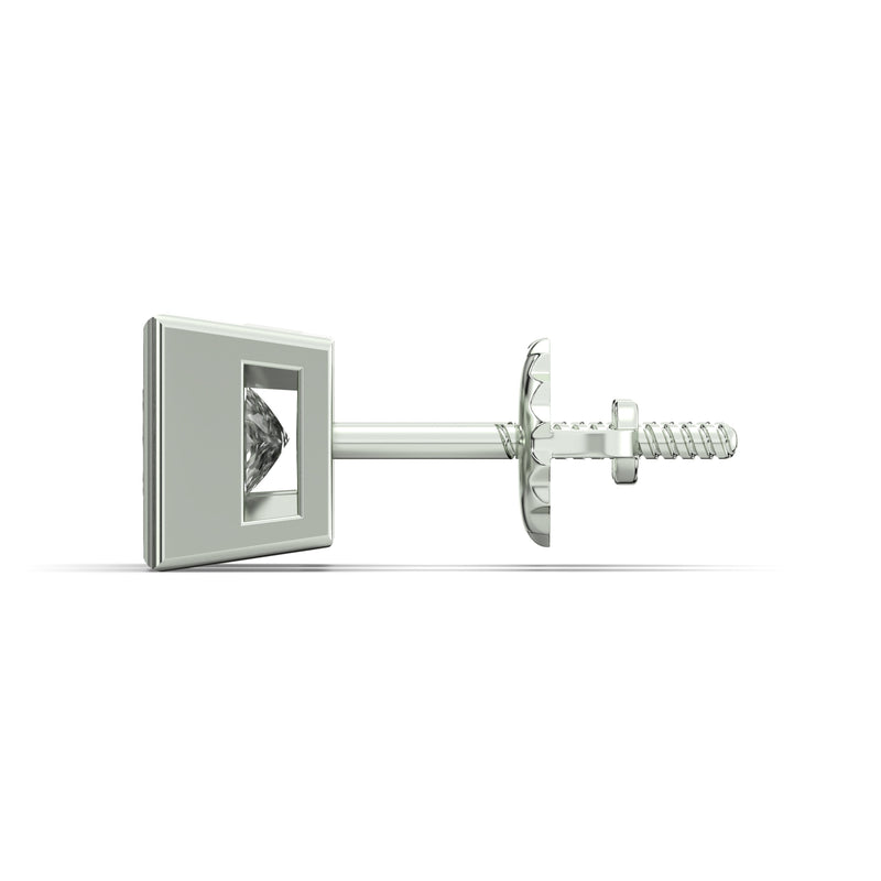 Men's Jewelry - VVS Lab Diamond Princess Cut Stud Earrings For Men | 14K White Gold
