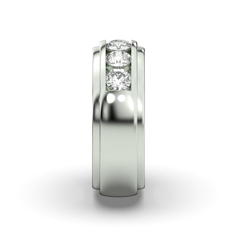 Men's Jewelry - Men's VVS Lab Diamond 5 Stone Wedding Band |  White Gold