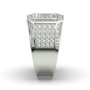 Men's Jewelry - Men's VVS Lab Diamond Ring | Emerald Cut and Round Halo | White Gold