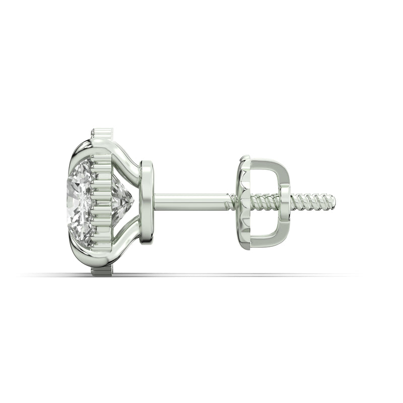 Men's Jewelry - VVS Lab Diamond Halo Stud Earrings For Men | 14K White Gold