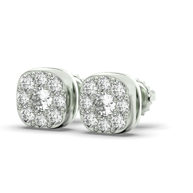 Men's Jewelry - VVS Lab Diamond Cluster Stud Earrings For Men | 14K White Gold
