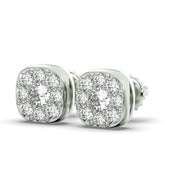 Men's Jewelry - VVS Lab Diamond Cluster Stud Earrings For Men | 14K White Gold
