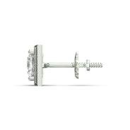 Men's Jewelry - VVS Lab Diamond Halo Princess Stud Earrings For Men | 14K White Gold