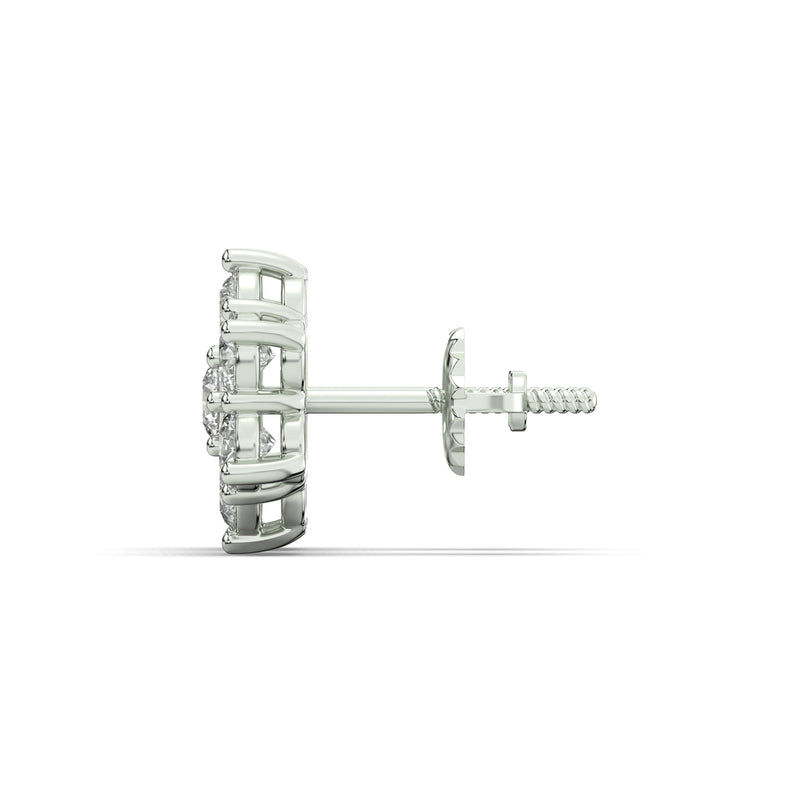 Men's Jewelry - VVS Lab Diamond Cluster Stud Earrings For Men | 14K White Gold