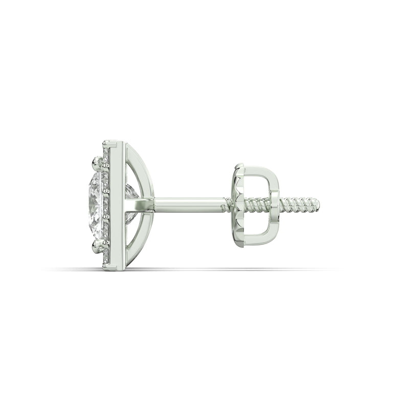 Men's Jewelry - VVS Lab Diamond Halo Princess Stud Earrings For Men | 14K White Gold
