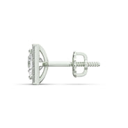 Men's Jewelry - VVS Lab Diamond Halo Princess Stud Earrings For Men | 14K White Gold