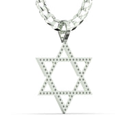 Men's VVS Lab Diamond Customizable White Gold Star of David Necklace Pendant
