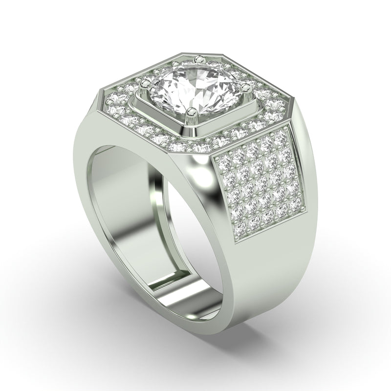 Men's Jewelry - Men's VVS Lab Diamond Ring | Round Brilliant Cut Halo