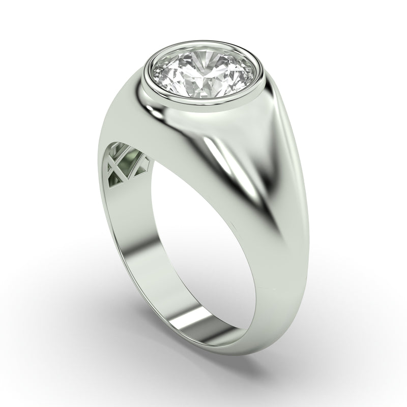 Men's Jewelry - Men's VVS Lab Diamond Round Brilliant Cut Solitaire Engagement Ring | White Gold