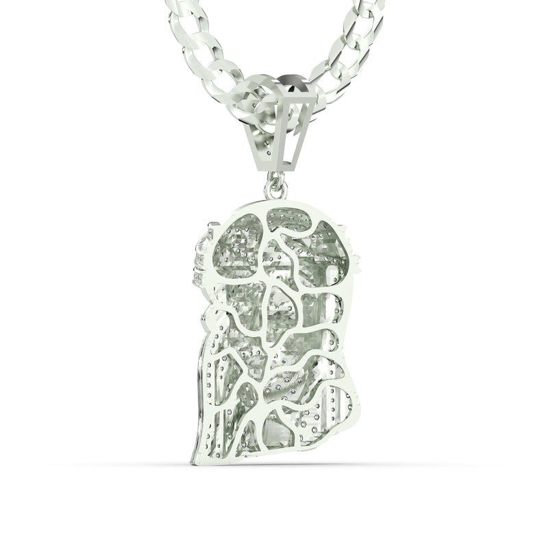Men's White Gold VVS Lab Grown Diamond Customizable Jesus Necklace Pendant