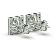 Men's Jewelry - VVS Lab Diamond Halo Princess Stud Earrings For Men | 14K White Gold