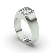 Men's Jewelry - Men's VVS Lab Diamond Asher Cut Solitaire Engagement Ring | White Gold