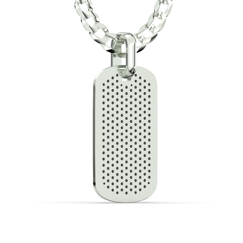 Men's VVS Lab Diamond Customizable White Gold Dog Tag Necklace Pendant