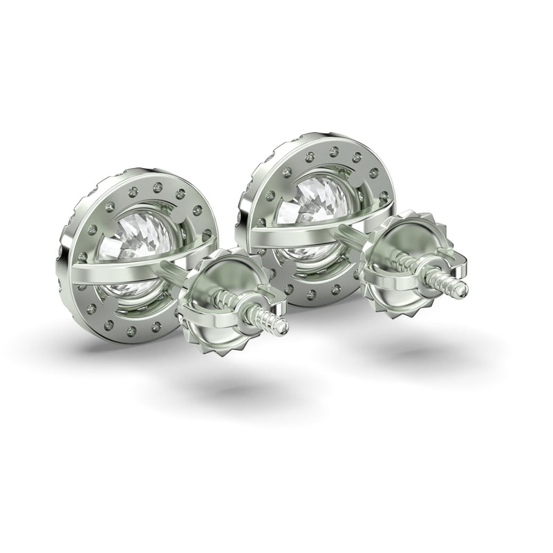 Men's Jewelry - VVS Lab Diamond Halo Stud Earrings For Men | 14K White Gold
