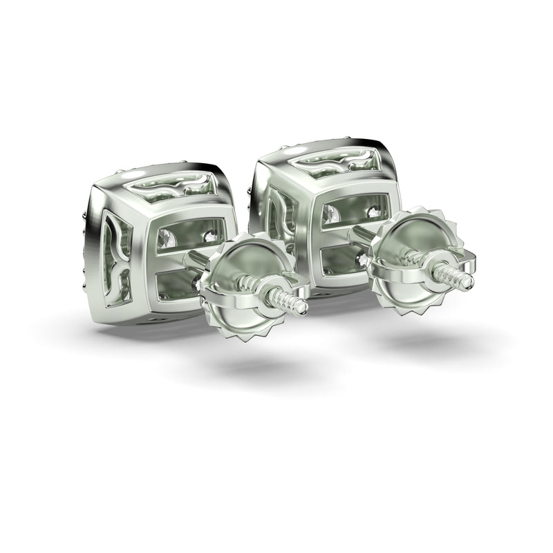 Men's Jewelry - VVS Lab Diamond Cluster Stud Earrings For Men | 14K White Gold