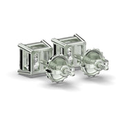 Men's Jewelry- Male VVS Lab Diamond Asher Cut Stud Earrings | 14K White Gold