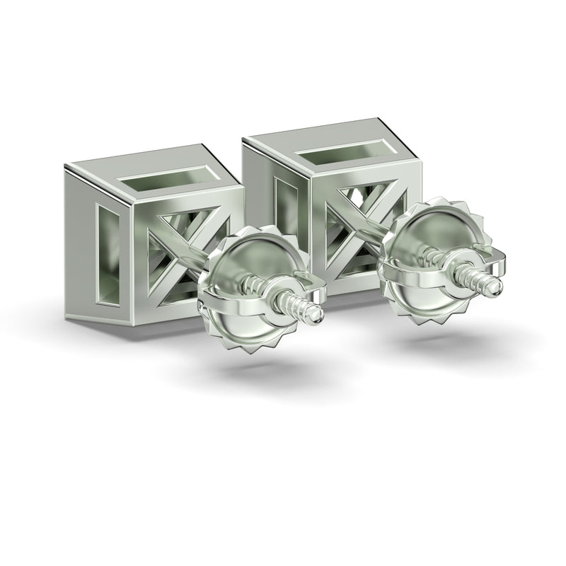 Men's Jewelry - VVS Lab Diamond Princess Cut Stud Earrings For Men | 14K White Gold