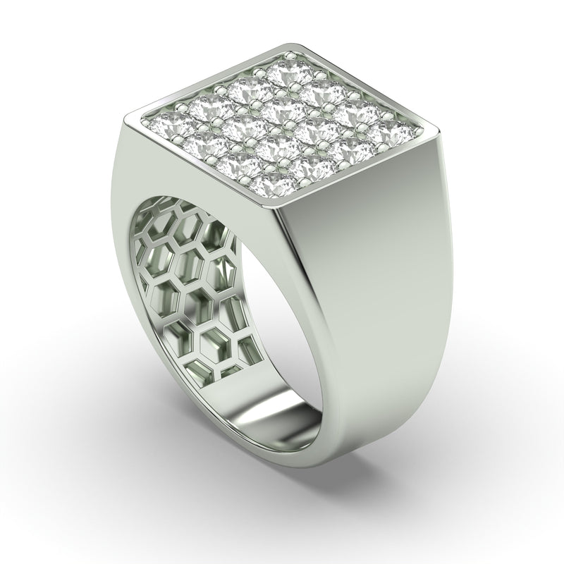Men's Jewelry - Men's VVS Lab Diamond Square Diamond Ring | White Gold