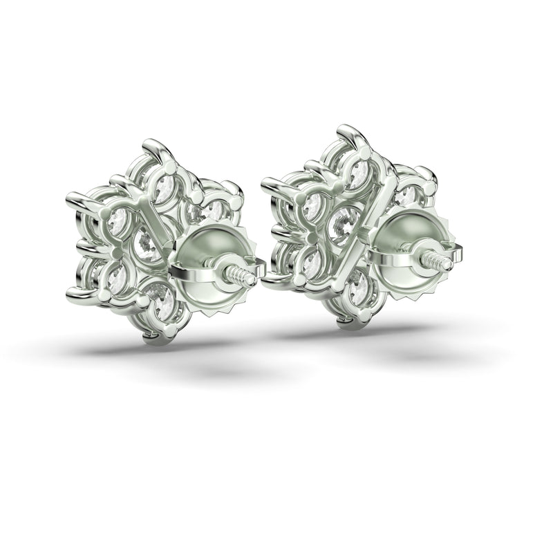 Men's Jewelry - VVS Lab Diamond Cluster Stud Earrings For Men | 14K White Gold
