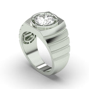 Men's Jewelry - Men's VVS Lab Diamond Round Brilliant Cut Solitaire Engagement Ring | White Gold
