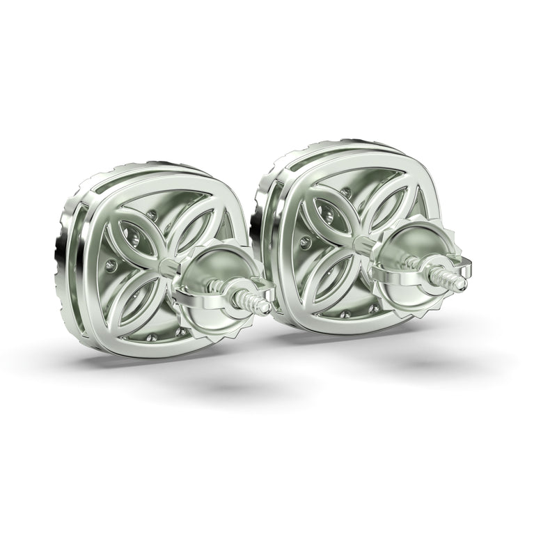Men's Jewelry - VVS Lab Diamond Cluster Stud Earrings For Men | 14K White Gold