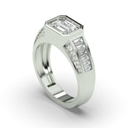 Men's Jewelry - Men's VVS Lab Diamond Emerald Cut Engagement Ring | White Gold