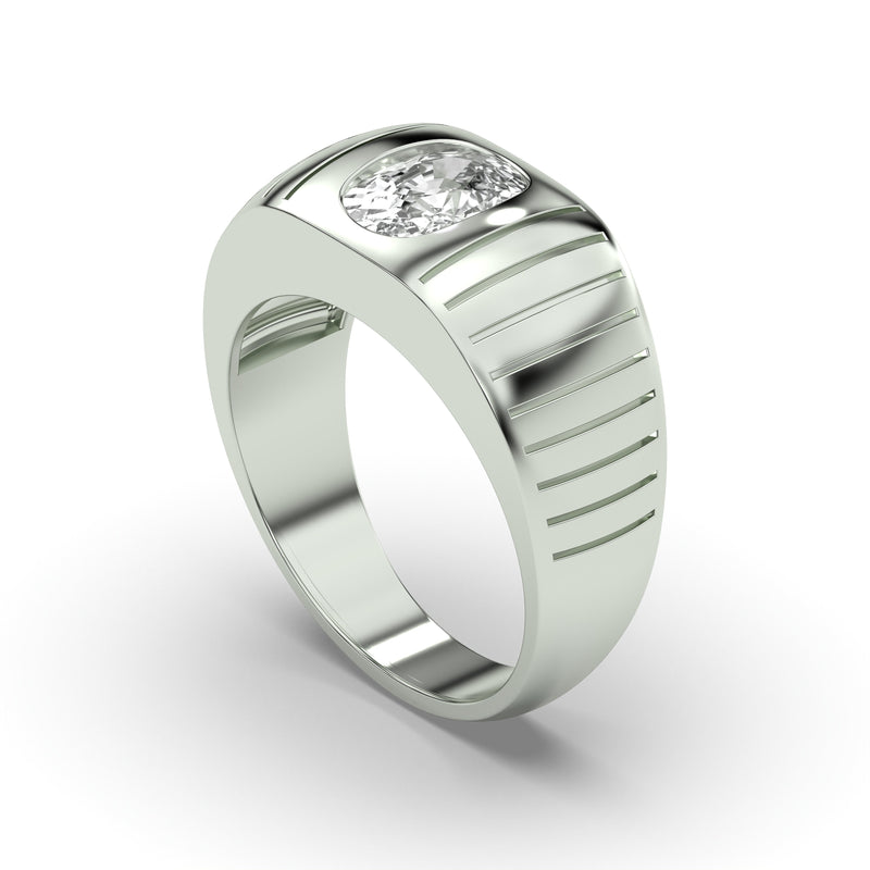 Men's Jewelry - Men's VVS Lab Diamond Oval Solitaire Engagement Ring |  White Gold
