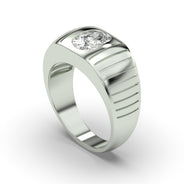 Men's Jewelry - Men's VVS Lab Diamond Oval Solitaire Engagement Ring |  White Gold