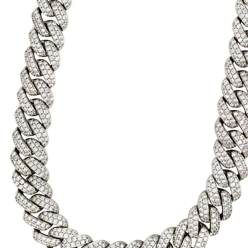 White Gold Plated Mens Iced Out Miami Cuban Link Chain
