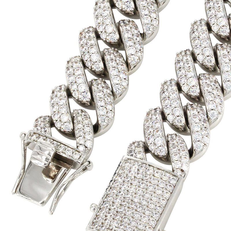 White Gold Plated Mens Iced Out Miami Cuban Link Chain